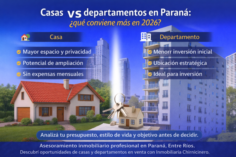 Casas vs departamentos en Paraná: ¿qué conviene más en 2026?